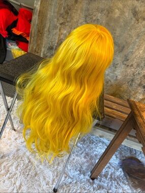 Vibrant Yellow Long Wavy Women's Wig